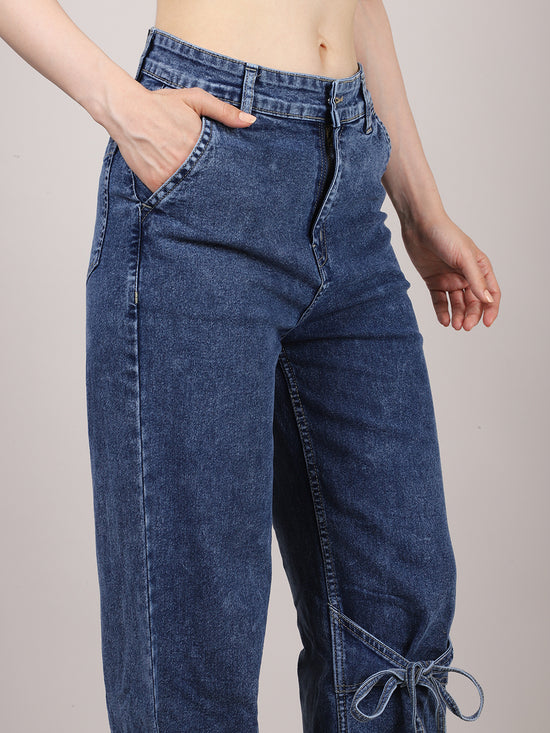 Denim Bowknot Wide Leg Jeans