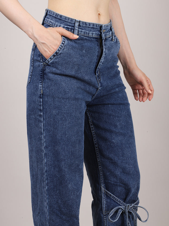 Denim Bowknot Wide Leg Jeans