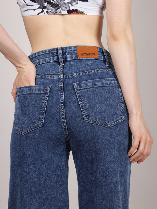 Denim Bowknot Wide Leg Jeans
