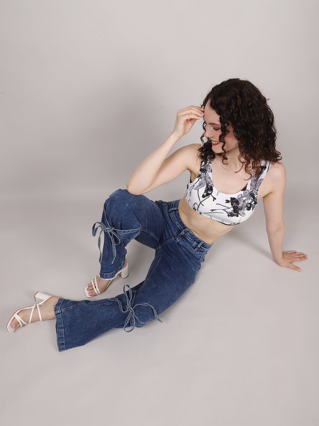 Denim Bowknot Wide Leg Jeans