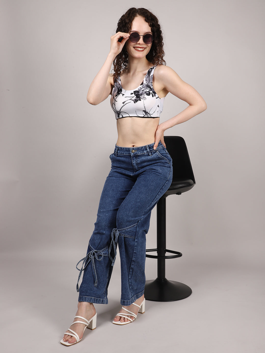 Denim Bowknot Wide Leg Jeans