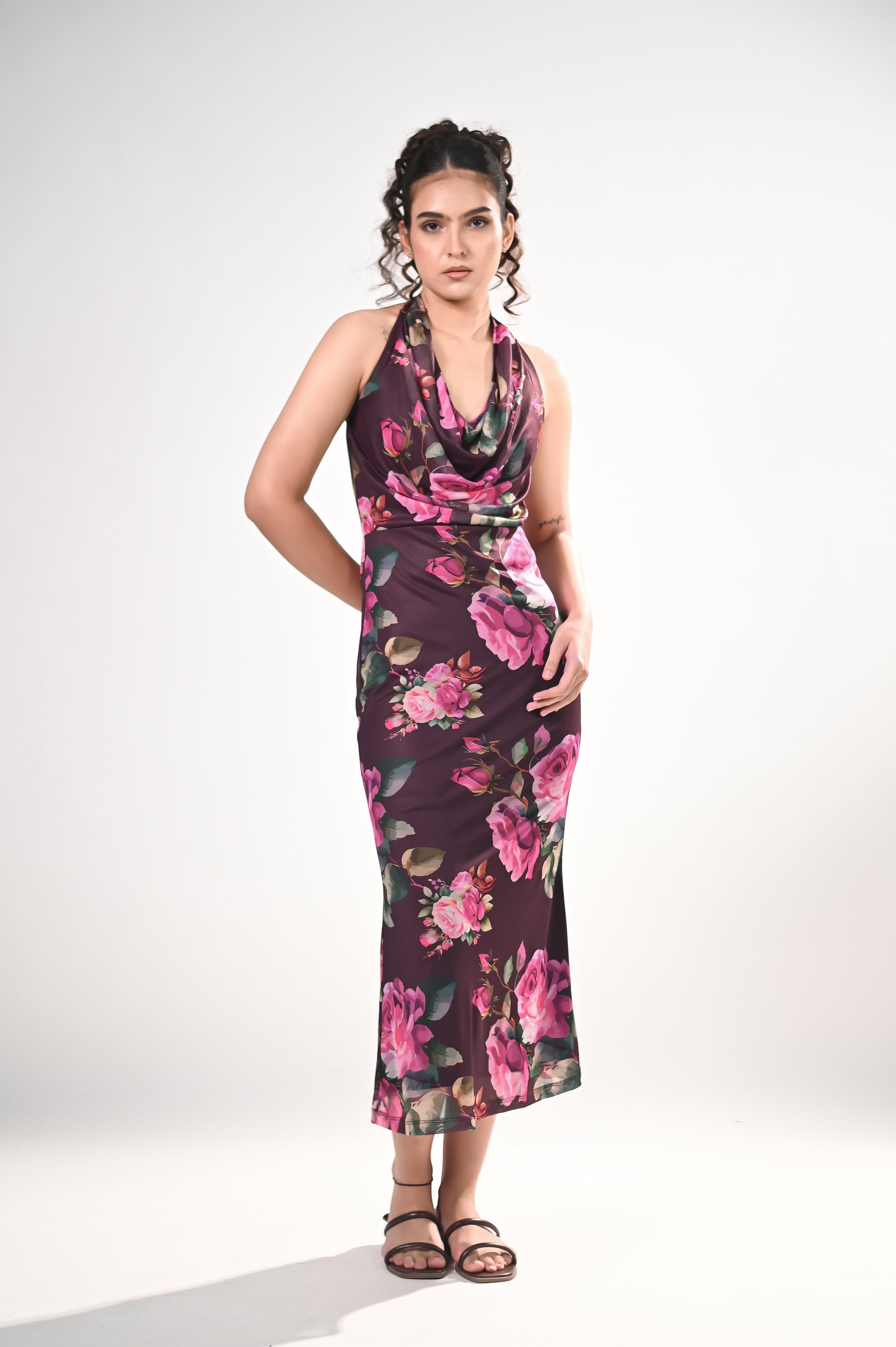 Rose Garden Cowl Neck Dress