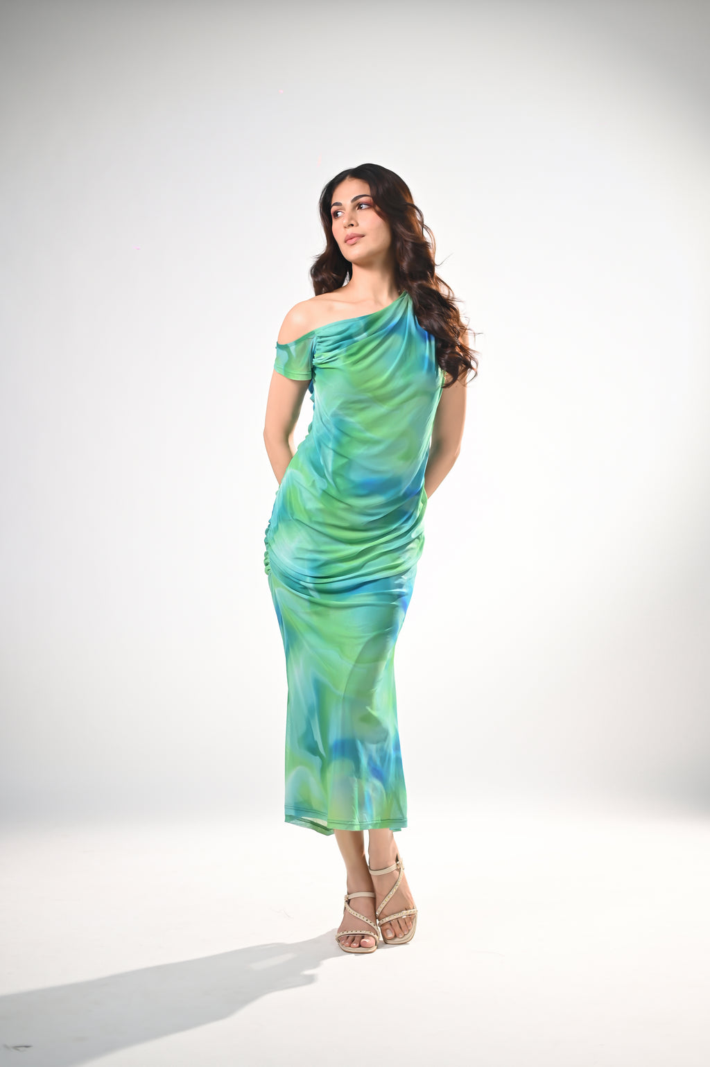 Ocean Breeze Ruched Maxi Dress