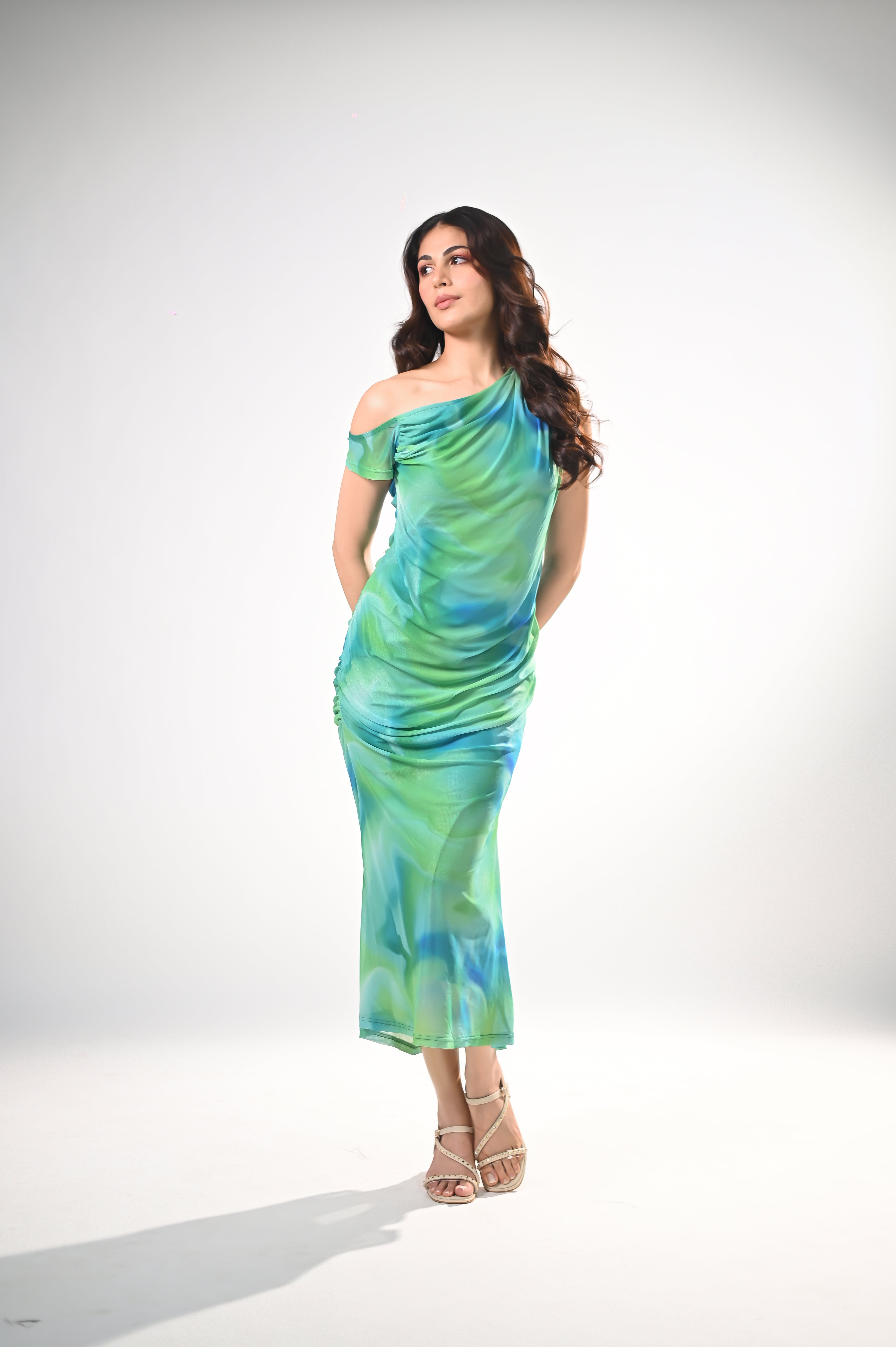 Ocean Breeze Ruched Maxi Dress