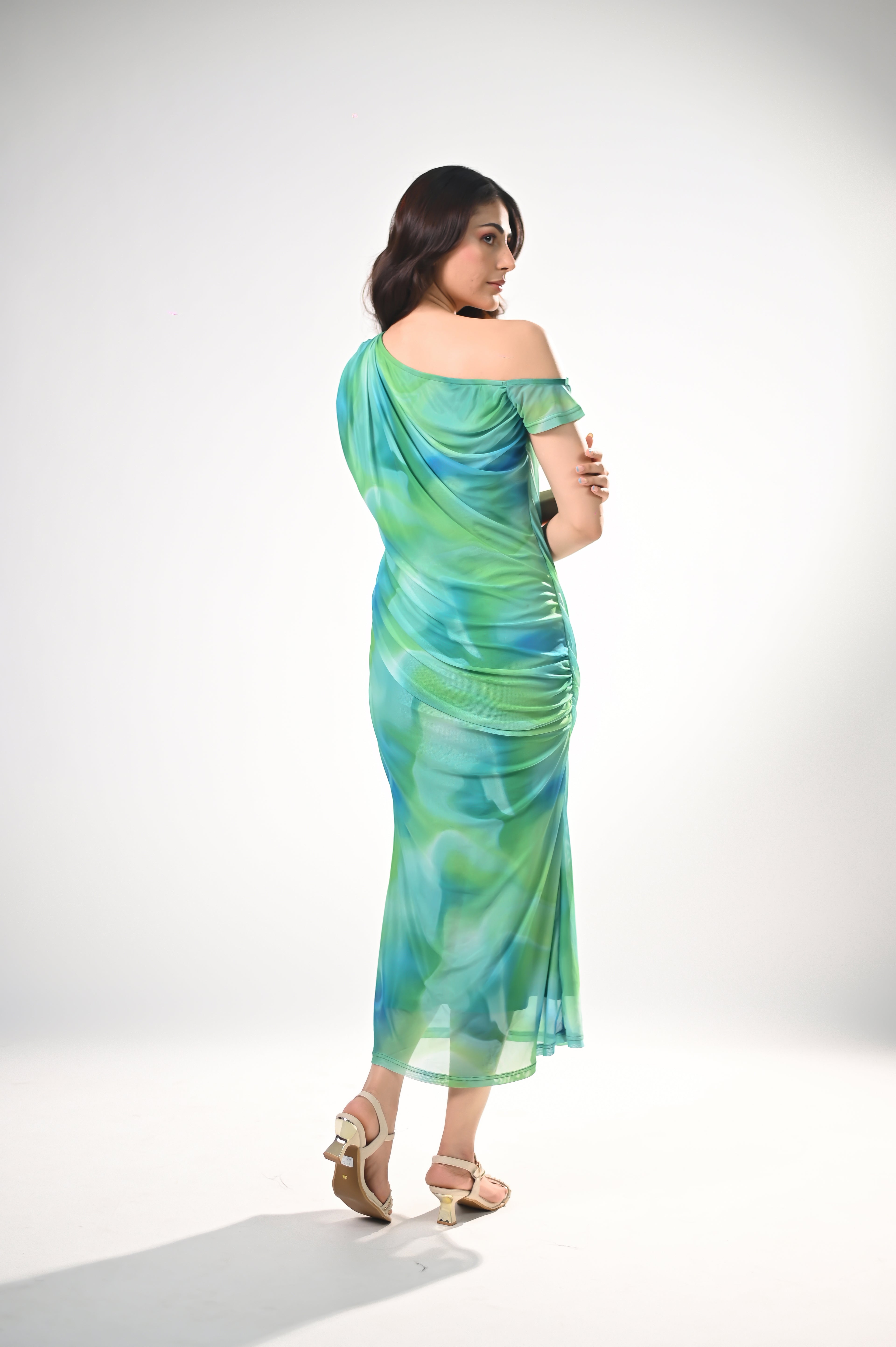 Ocean Breeze Ruched Maxi Dress
