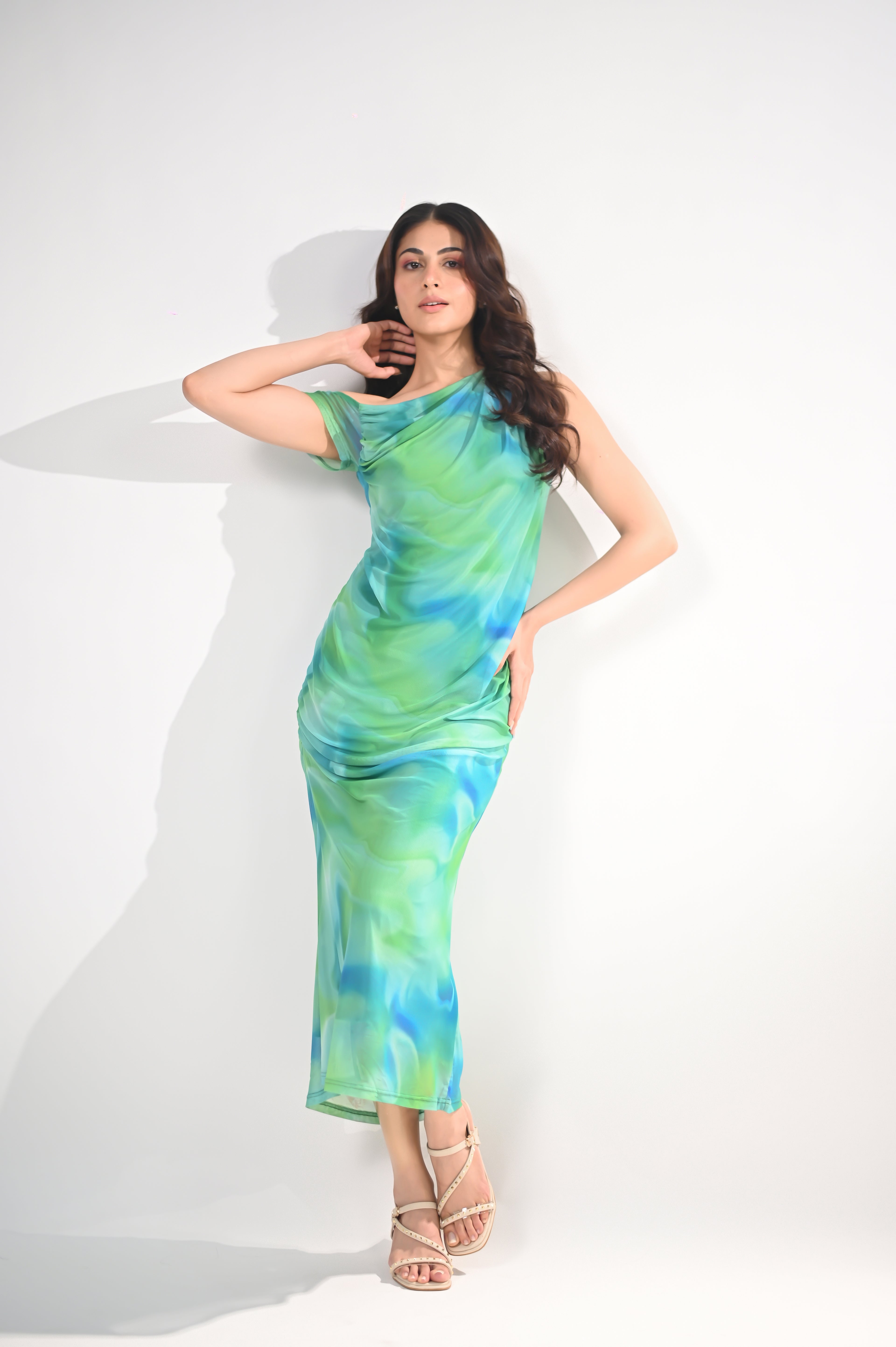 Ocean Breeze Ruched Maxi Dress