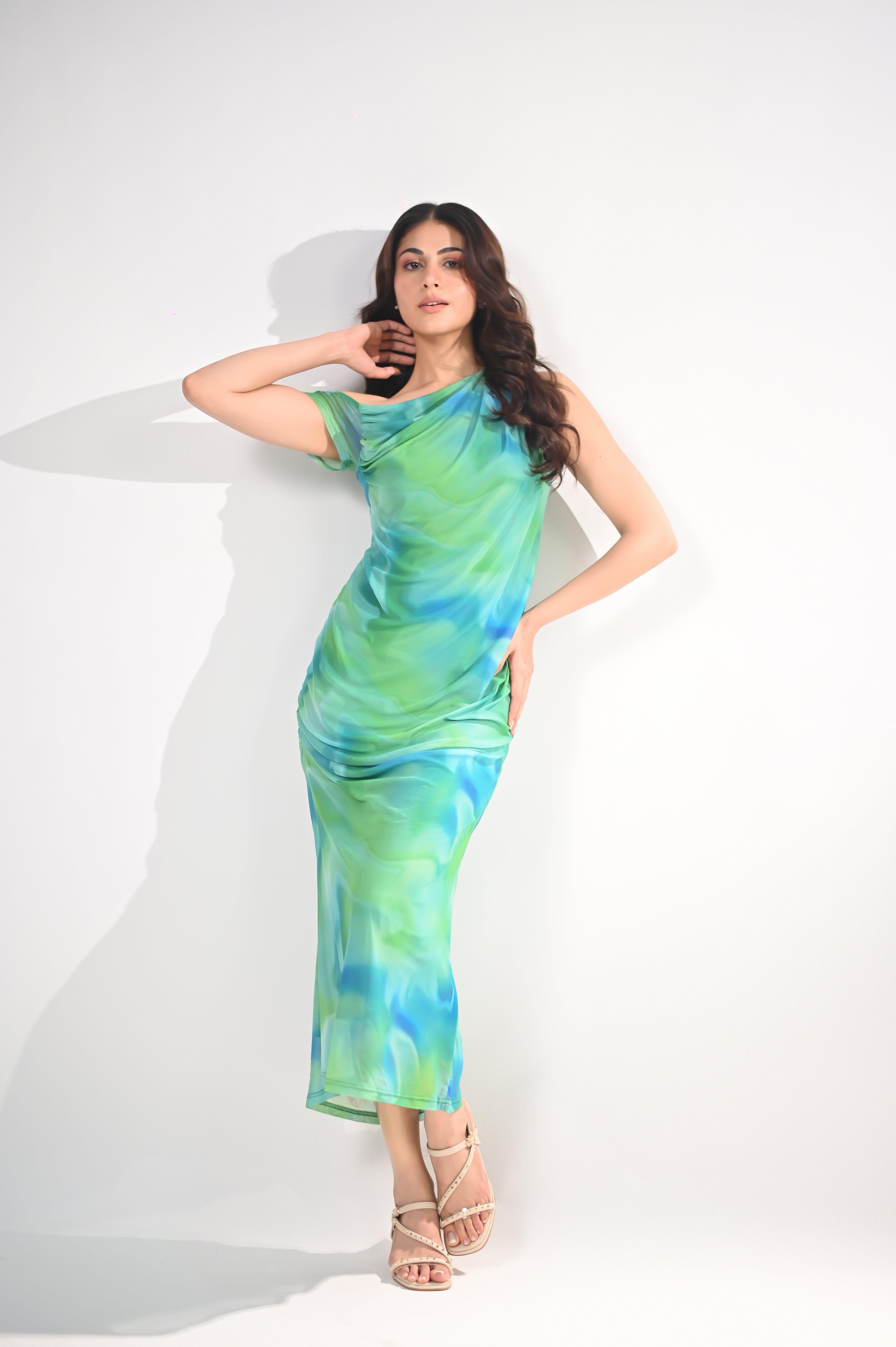 Ocean Breeze Ruched Maxi Dress