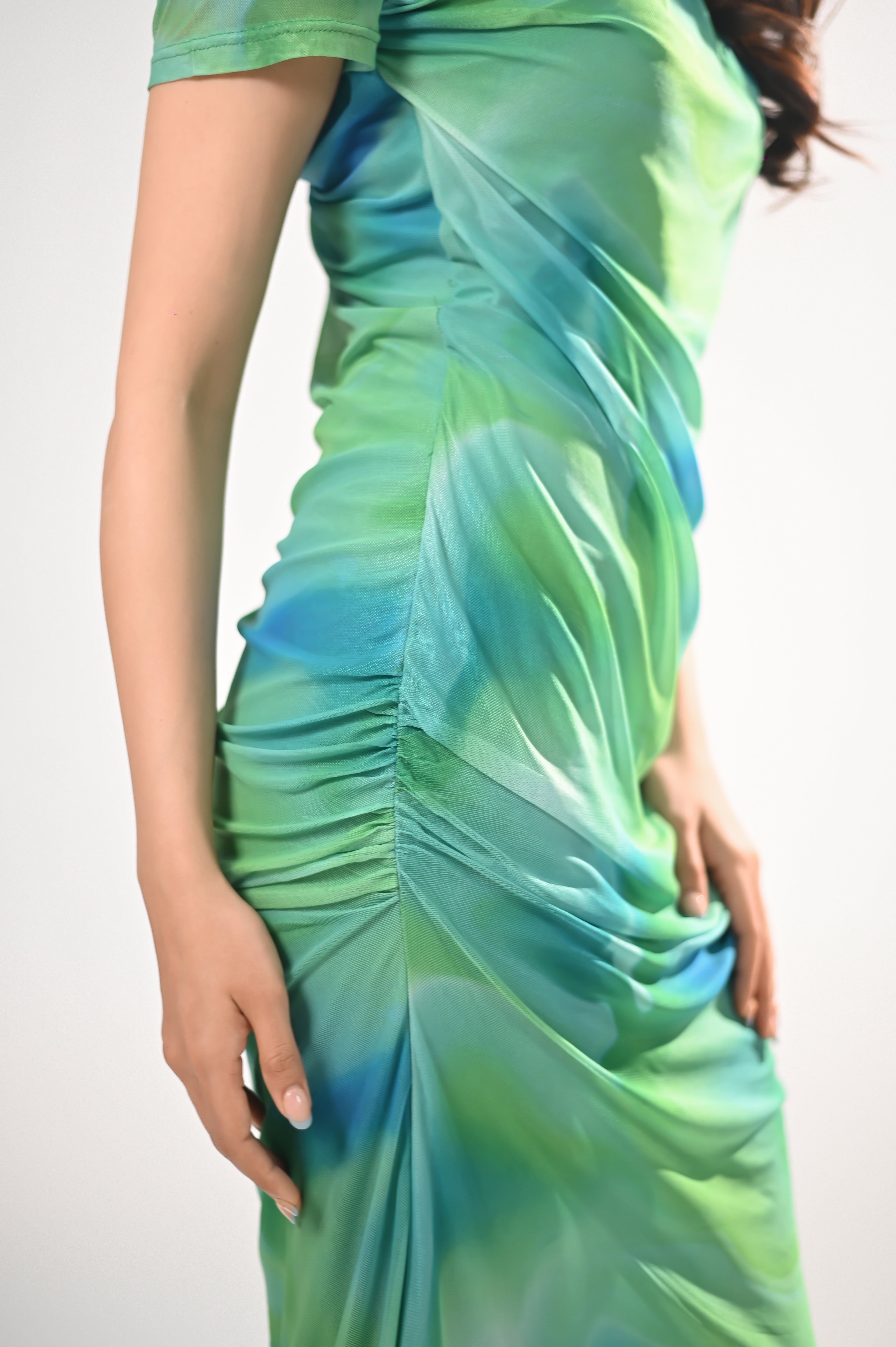Ocean Breeze Ruched Maxi Dress