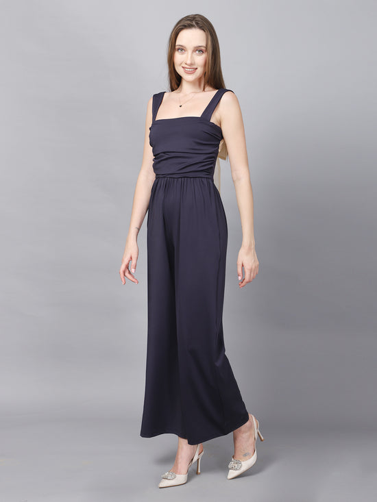NAVY BACK KNOT JUMPSUIT