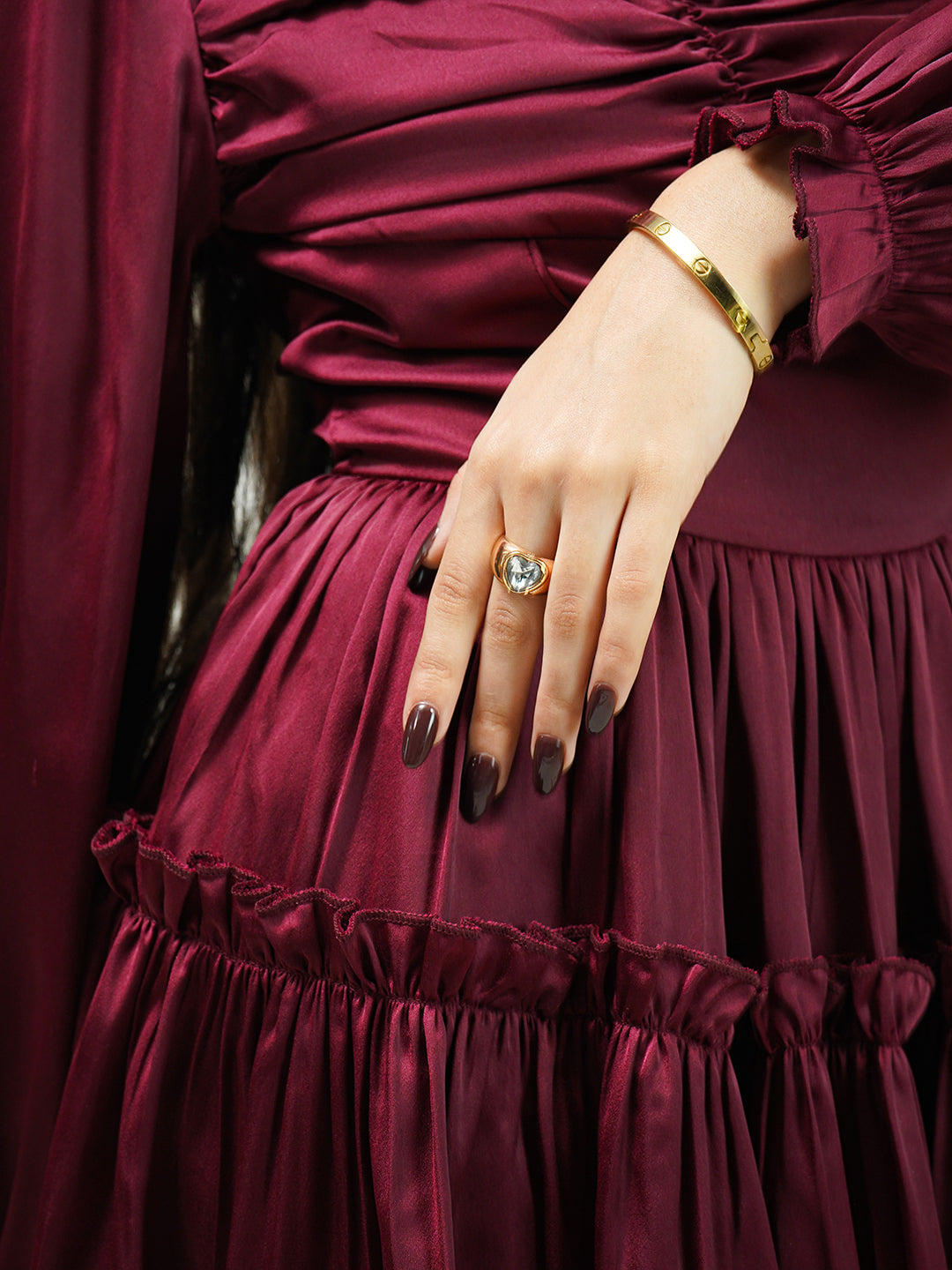Maroon Tiered Ruffle Dress