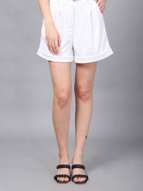 White Buckel High-Rise Short