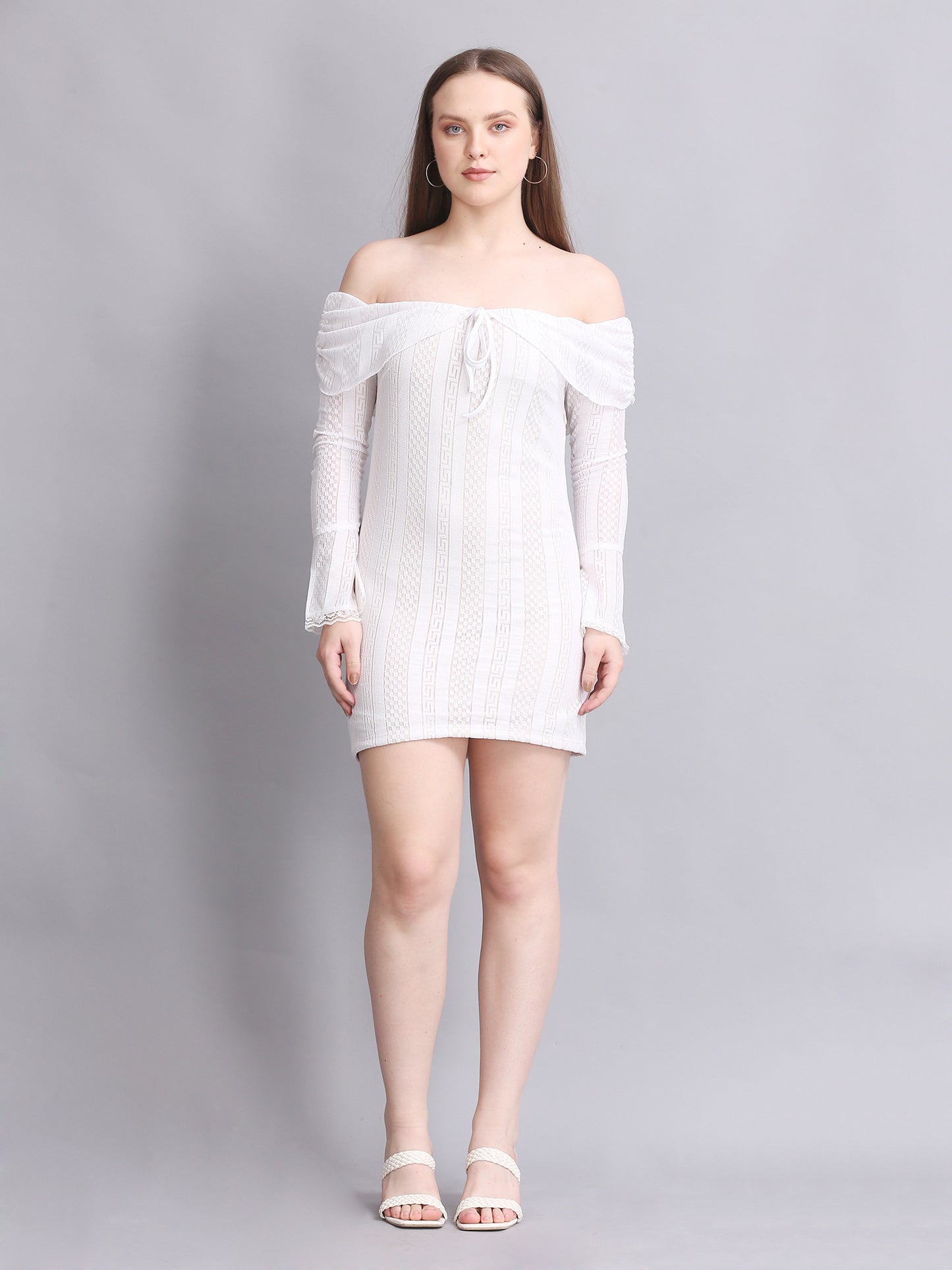 White Off Shoulder Lace Mini Dress