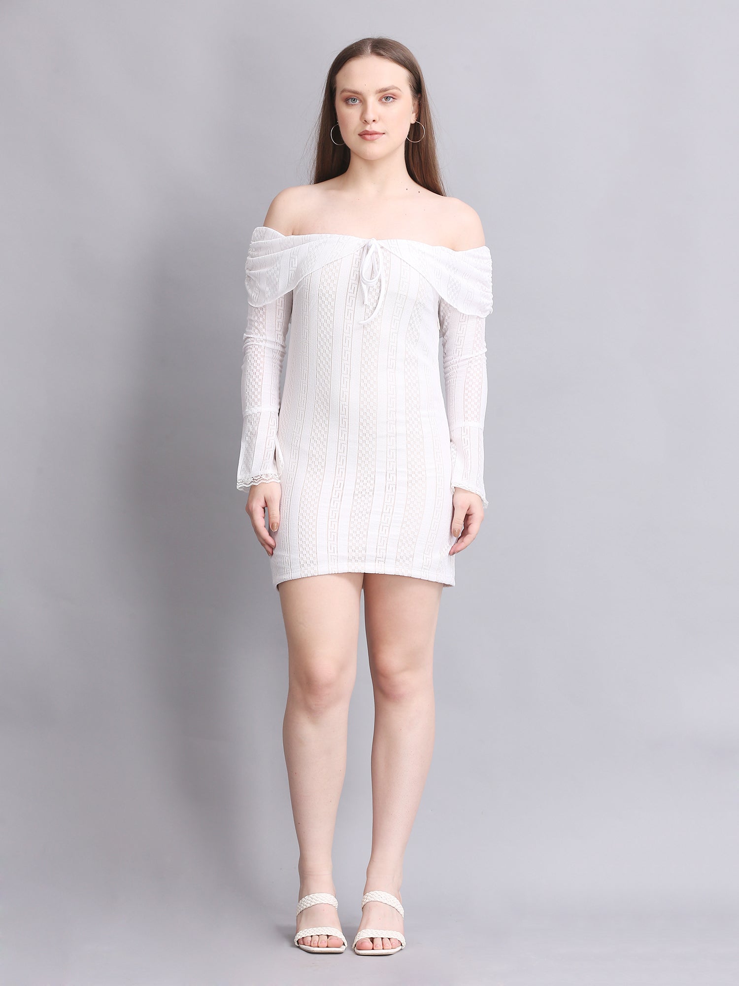 White Off Shoulder Lace Mini Dress