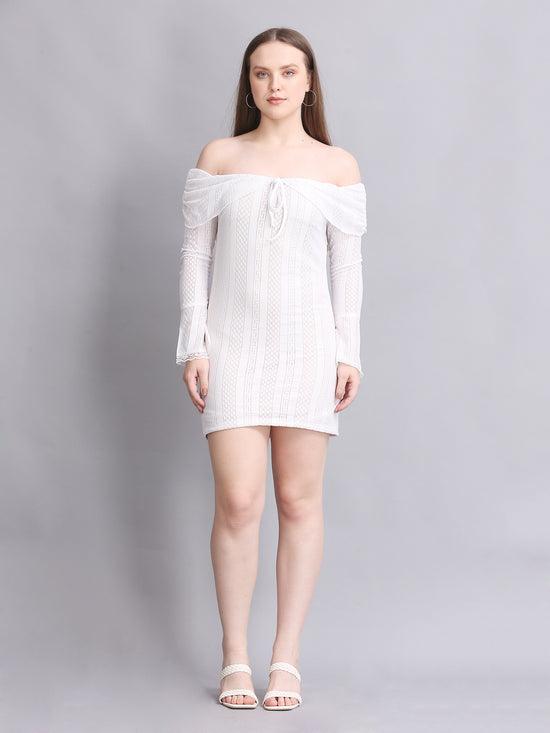 White Off Shoulder Lace Mini Dress
