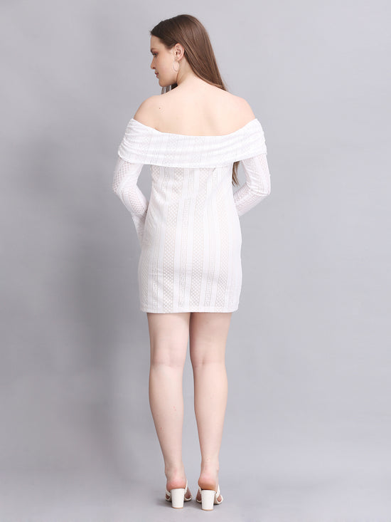 White Off Shoulder Lace Mini Dress