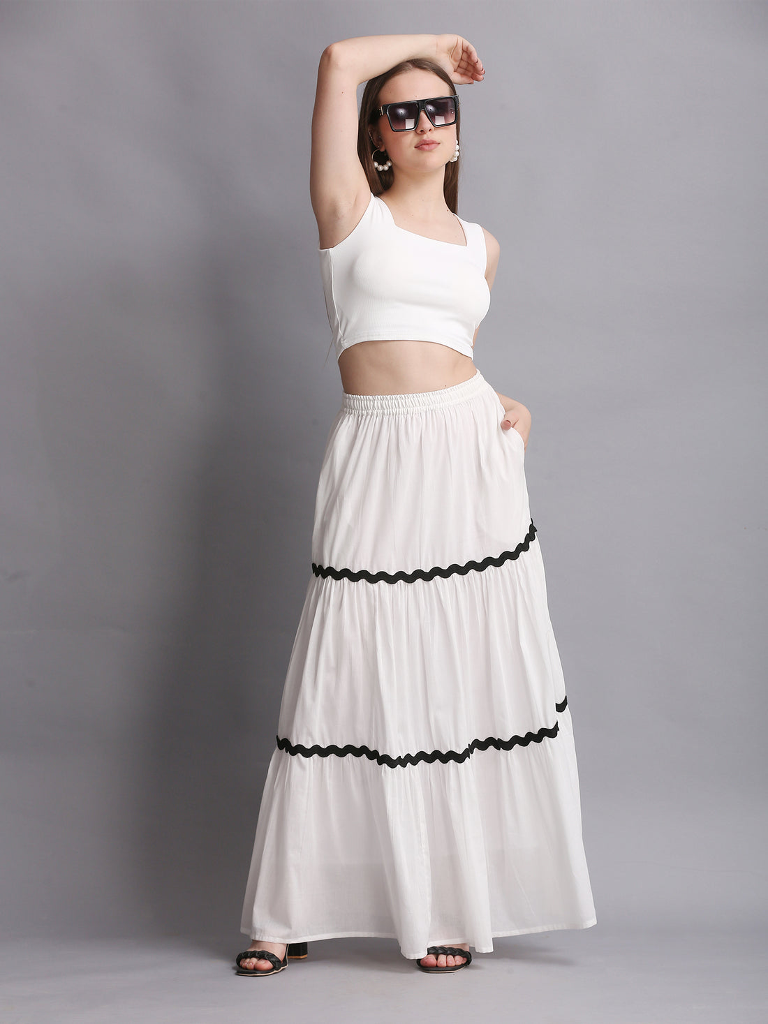 WHITE RIC RACK LACE SKIRT