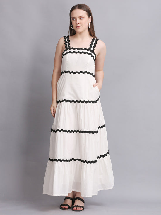 White Spiral Lace Maxi Dress