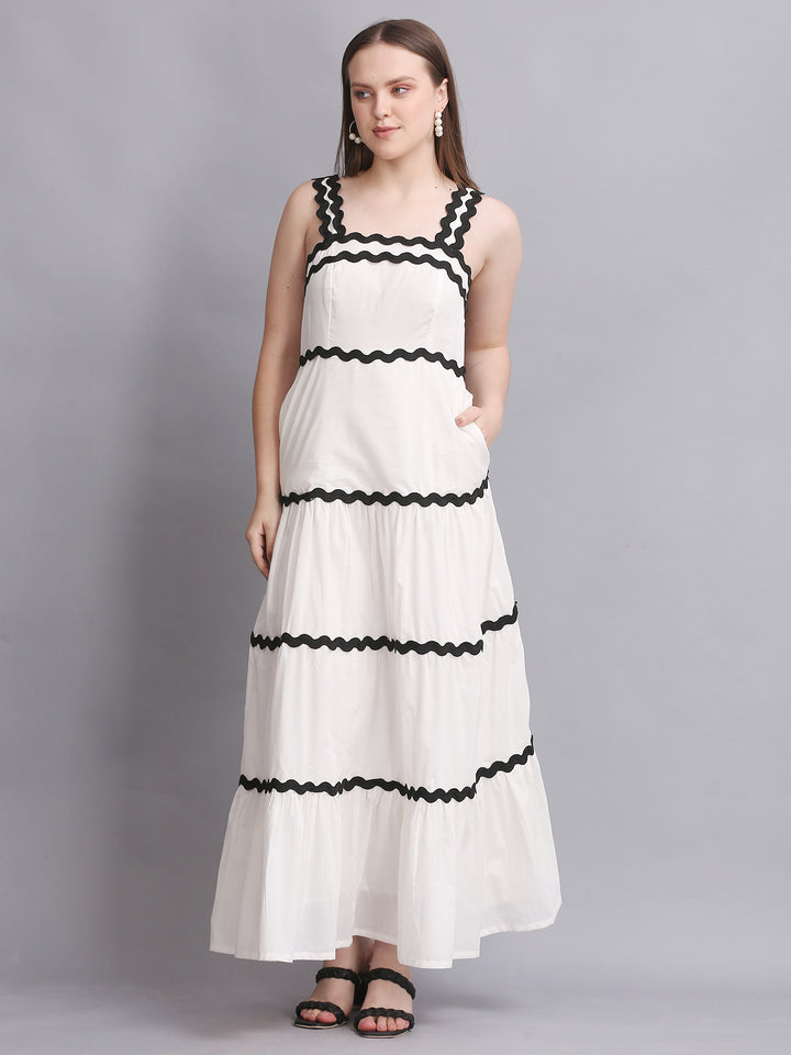 White Spiral Lace Maxi Dress