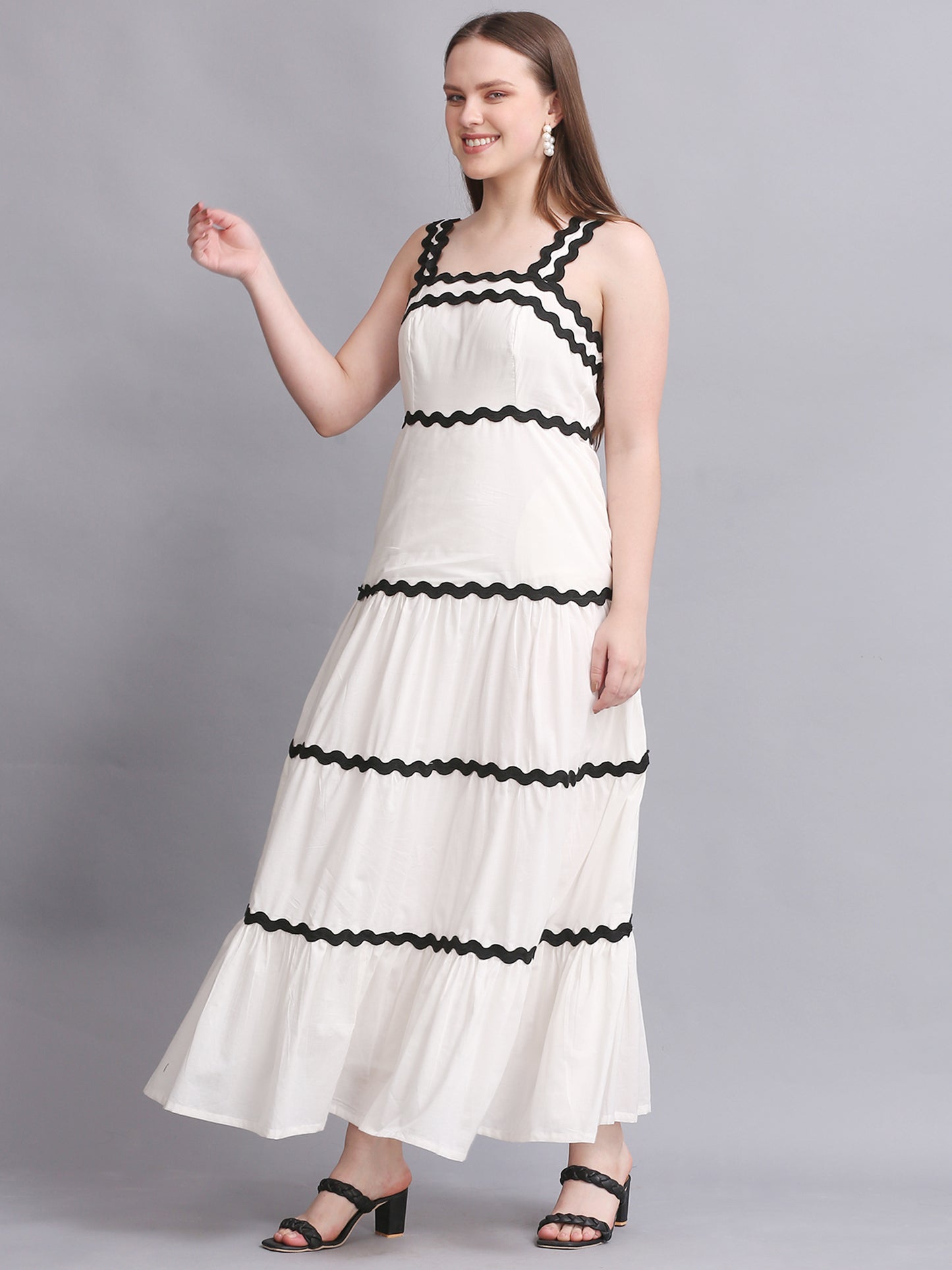 White Spiral Lace Maxi Dress