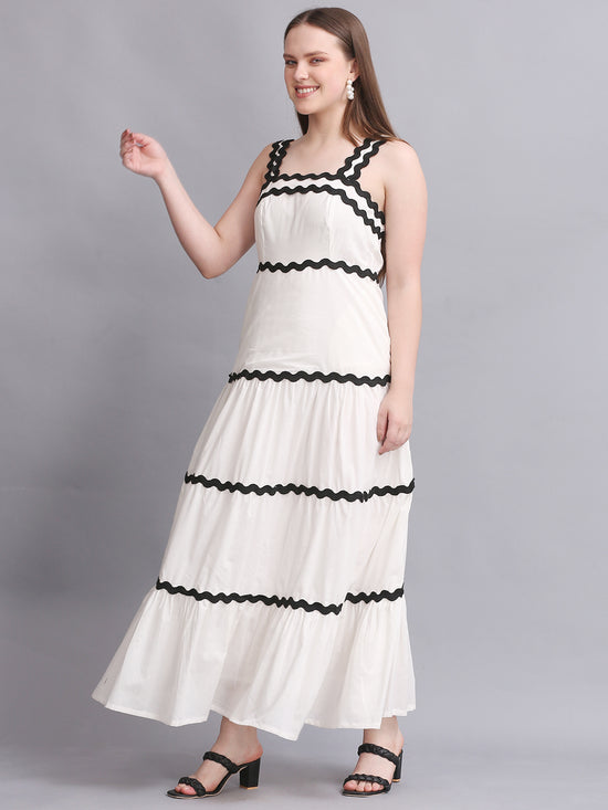 White Spiral Lace Maxi Dress