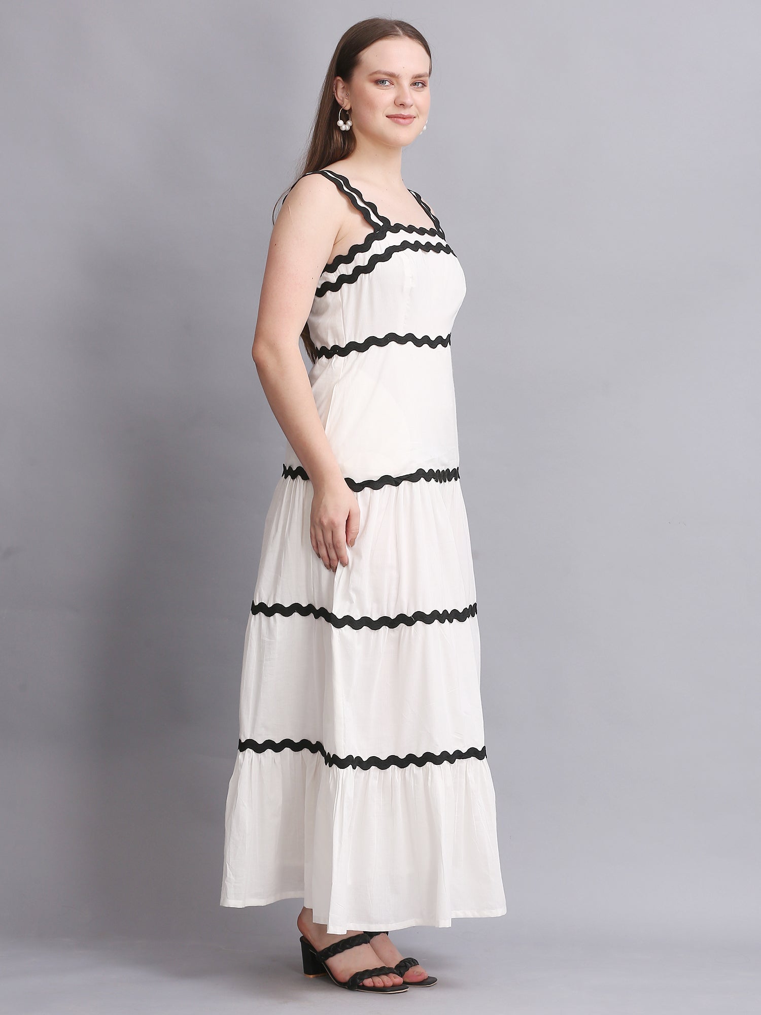 White Spiral Lace Maxi Dress