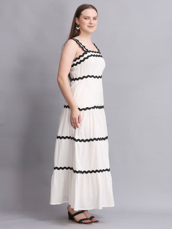 White Spiral Lace Maxi Dress