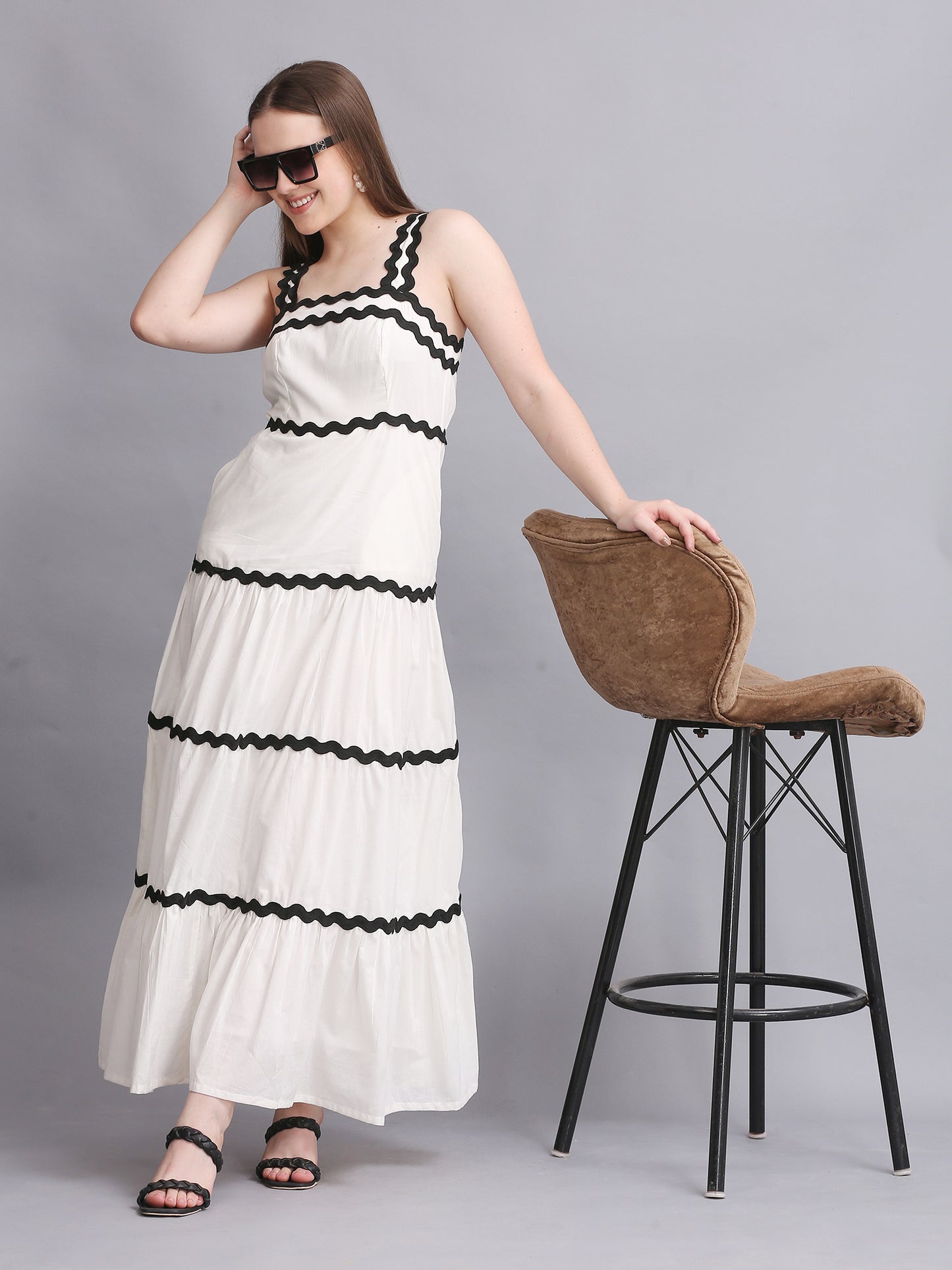 White Spiral Lace Maxi Dress