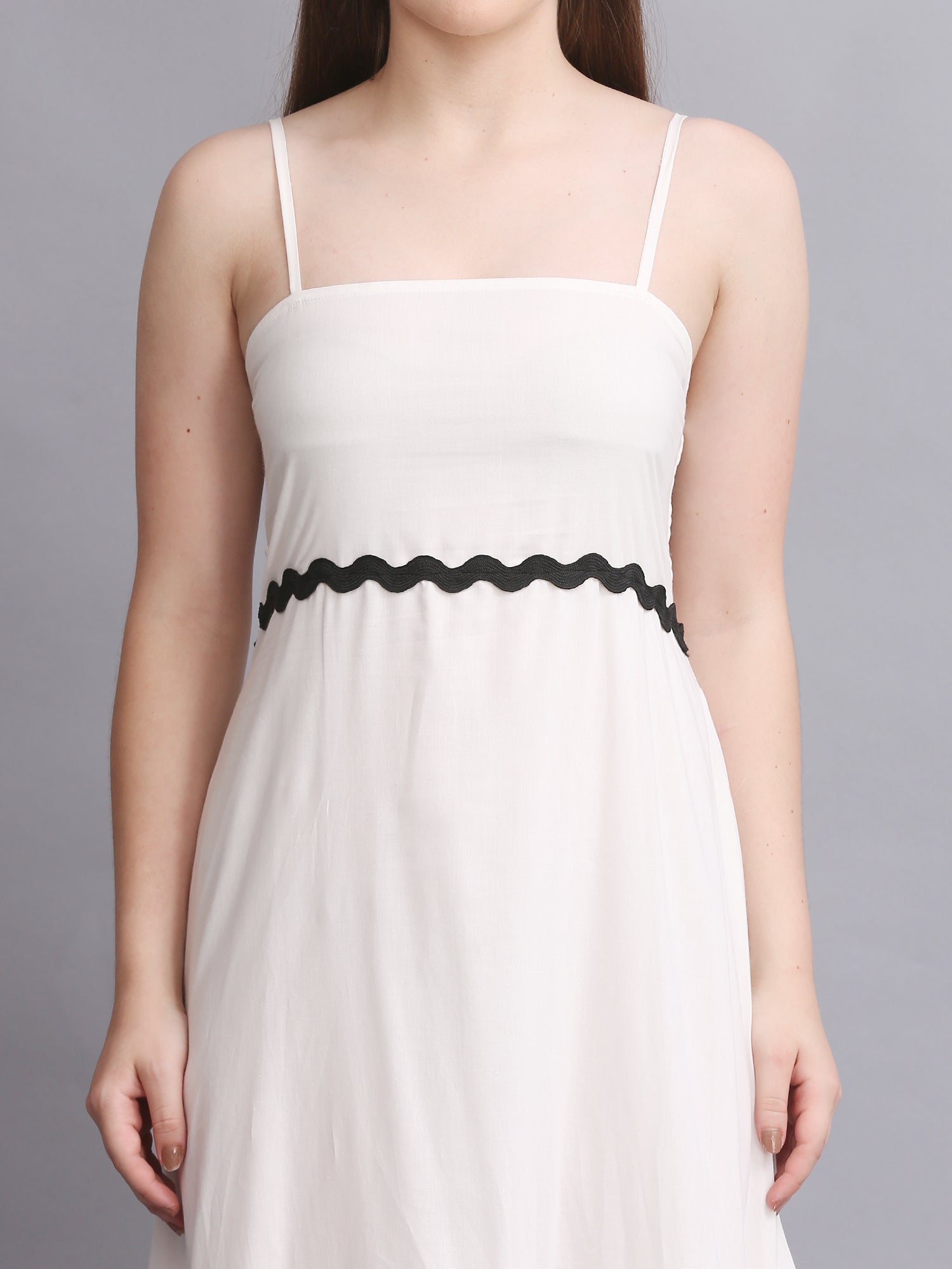 WHITE COTTON FIT FLARE MAXI DRESS