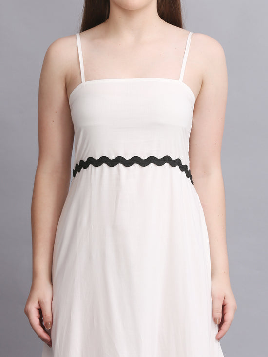 WHITE COTTON FIT FLARE MAXI DRESS