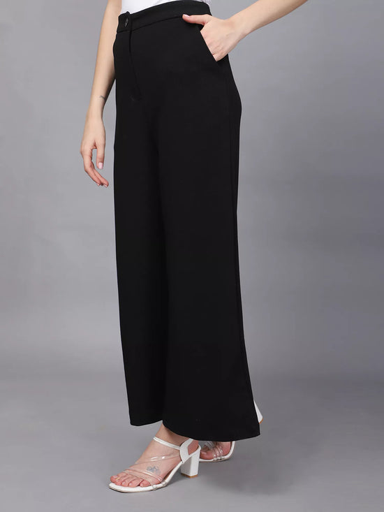 Black High-Rise Flared Bootcut Trousers