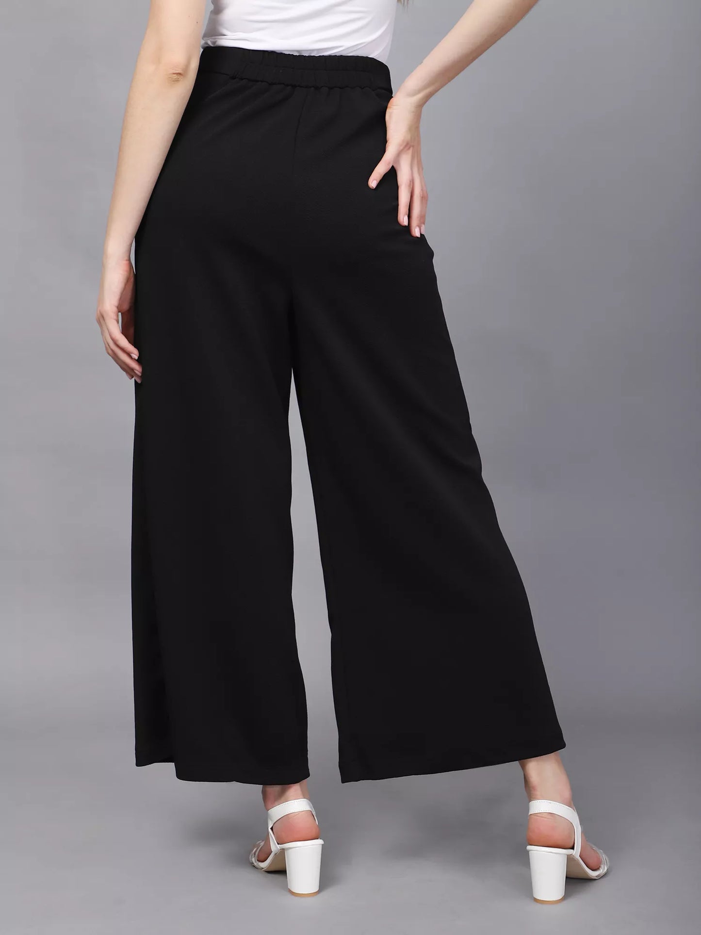 Black High-Rise Flared Bootcut Trousers