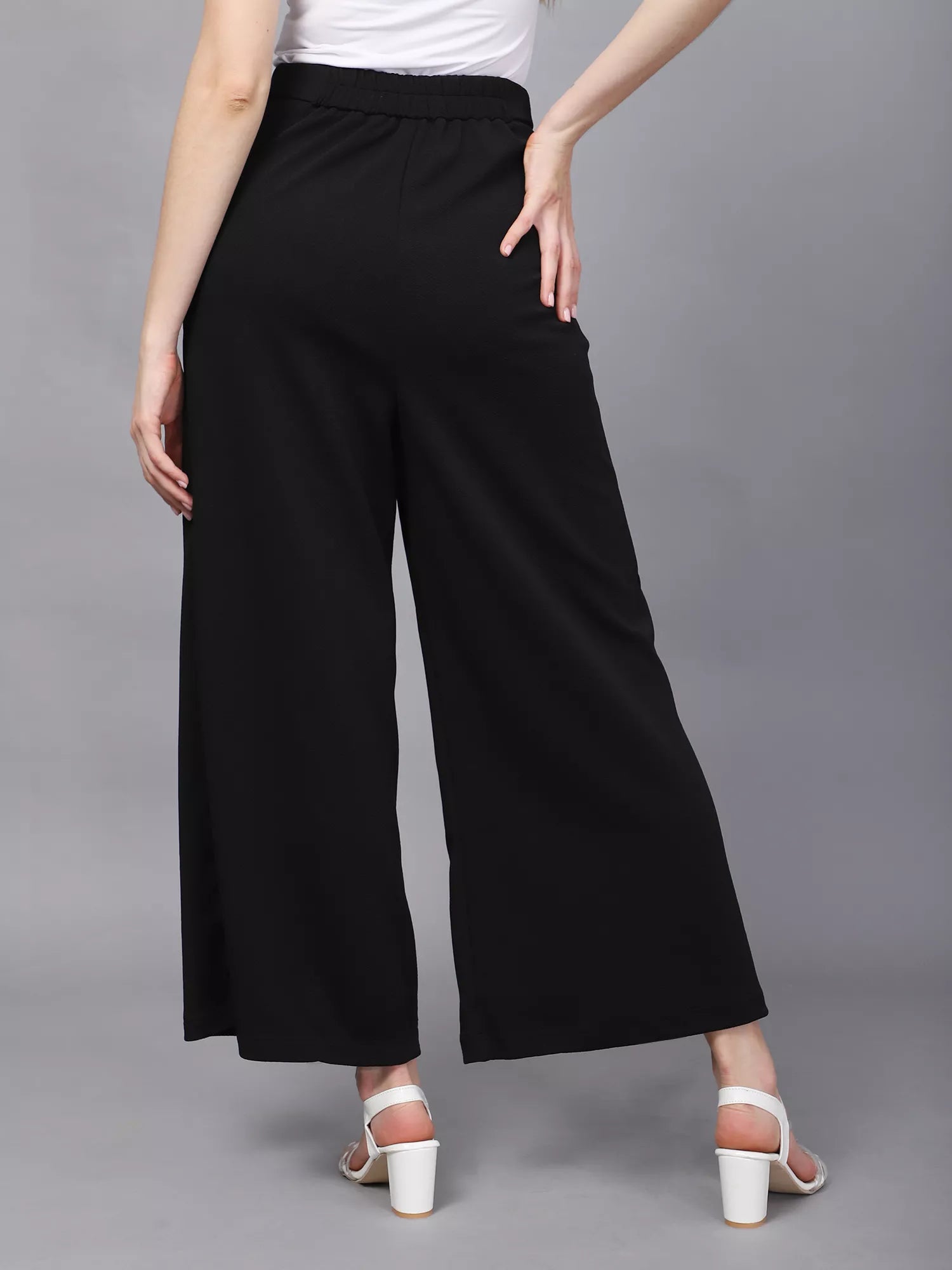 Black High-Rise Flared Bootcut Trousers