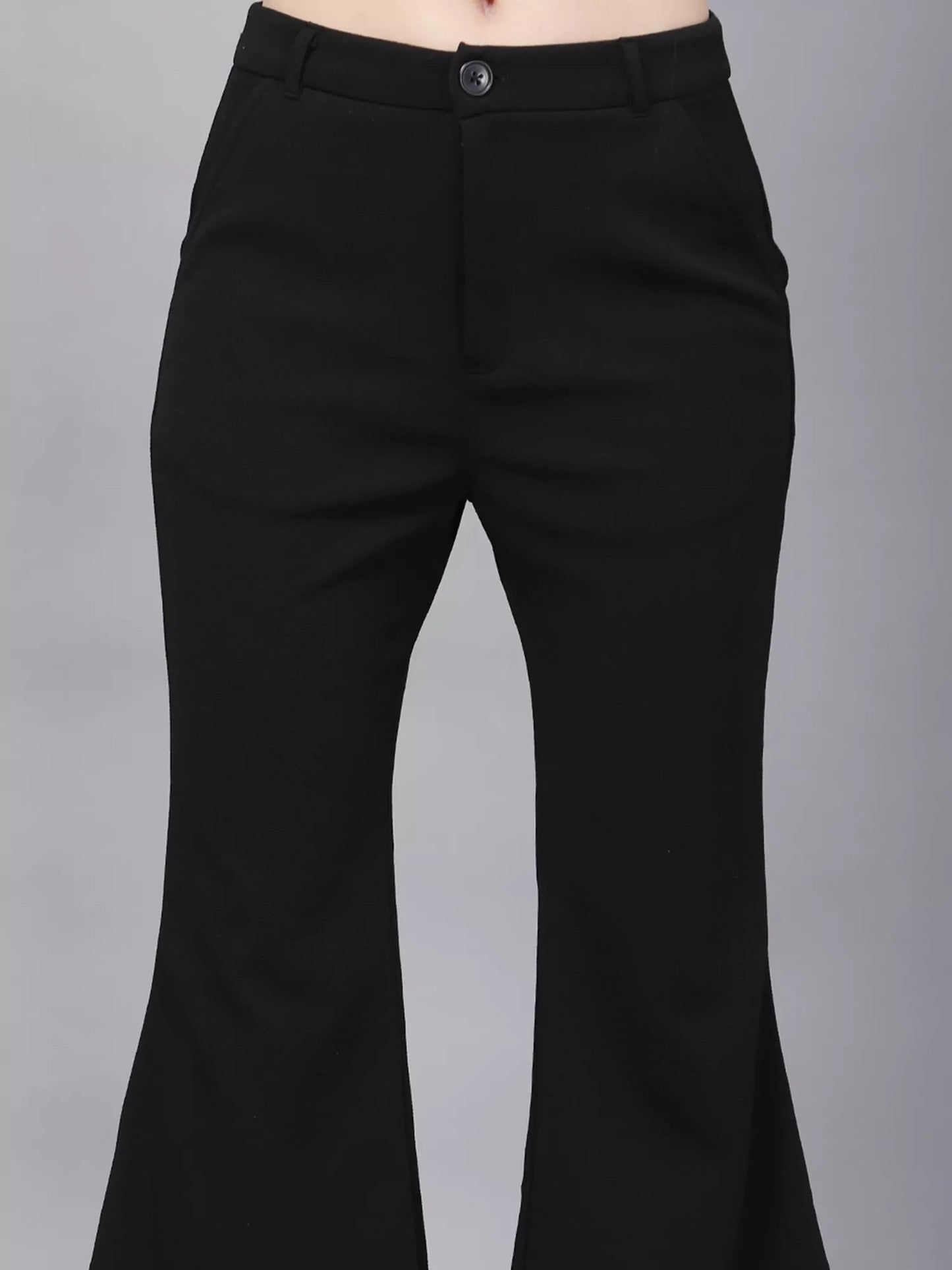 Black High-Rise Flared Bootcut Trousers