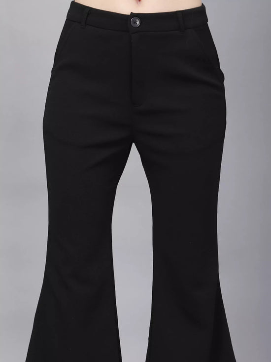 Black High-Rise Flared Bootcut Trousers