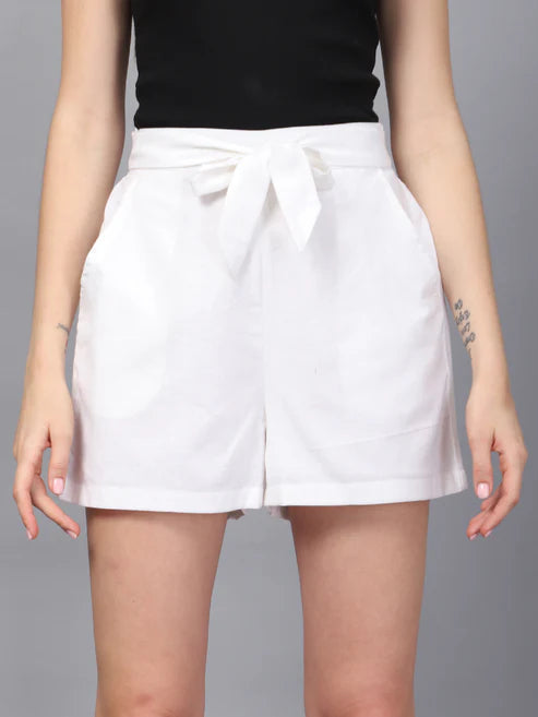 White Front Knot Short