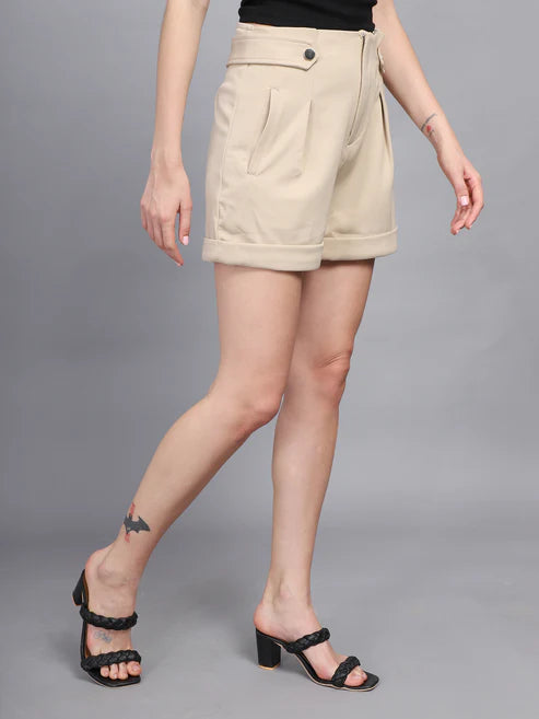 Beige High-Rise Short