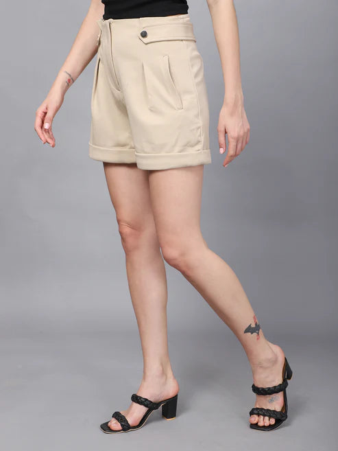 Beige High-Rise Short
