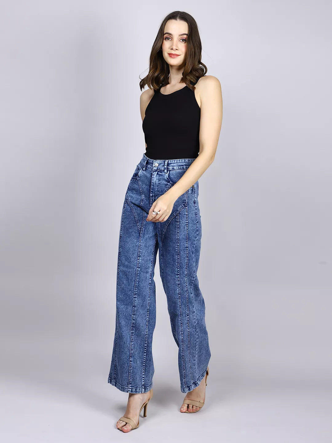 Black Rib Halter Strap Top