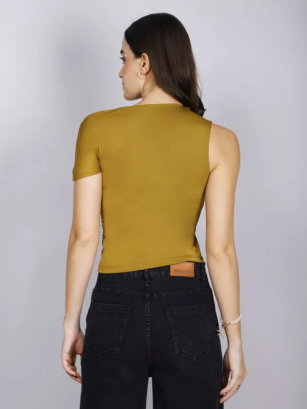 Olive Side Rouch Top
