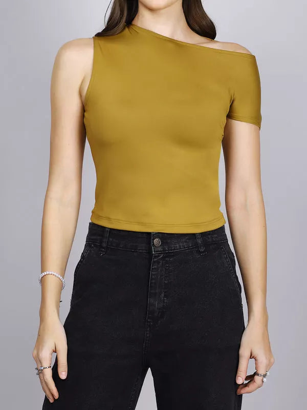 Olive Side Rouch Top