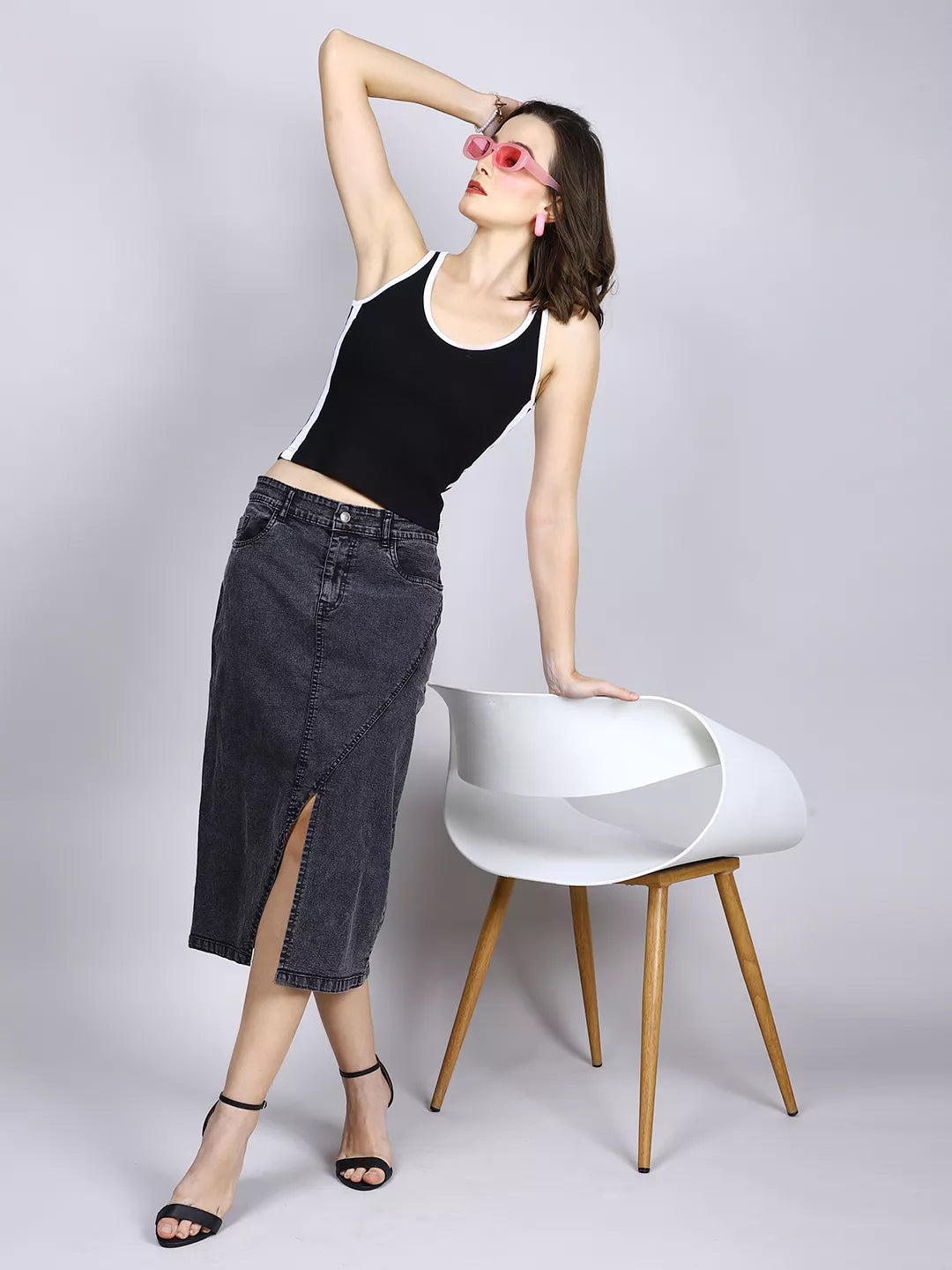 White And Black Rib Tank Top