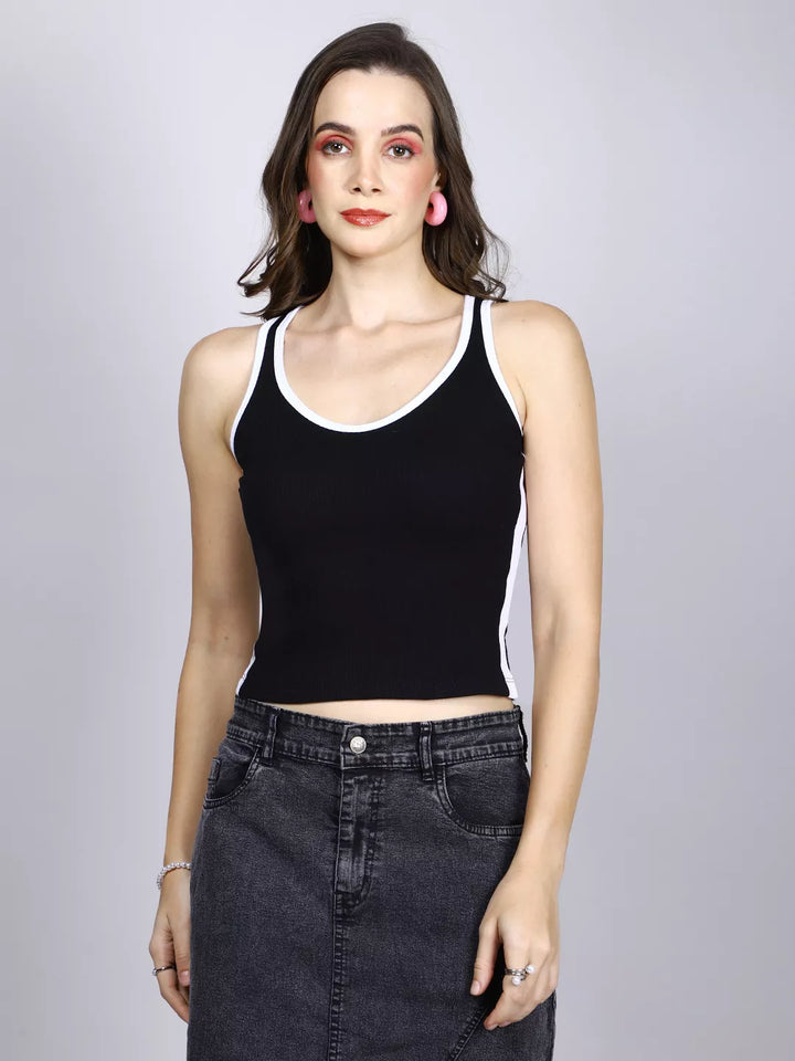 White And Black Rib Tank Top