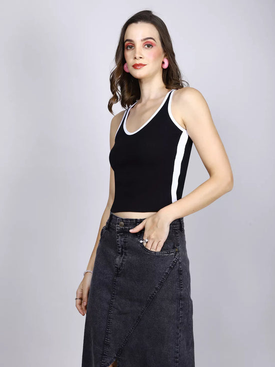 White And Black Rib Tank Top
