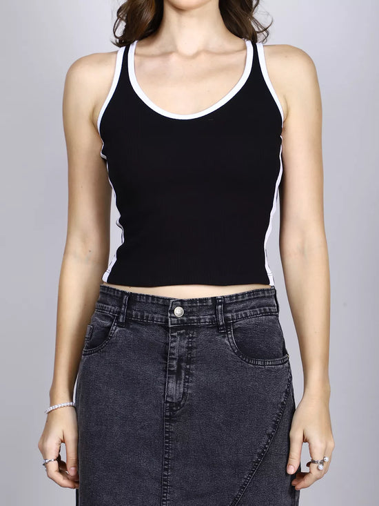 White And Black Rib Tank Top