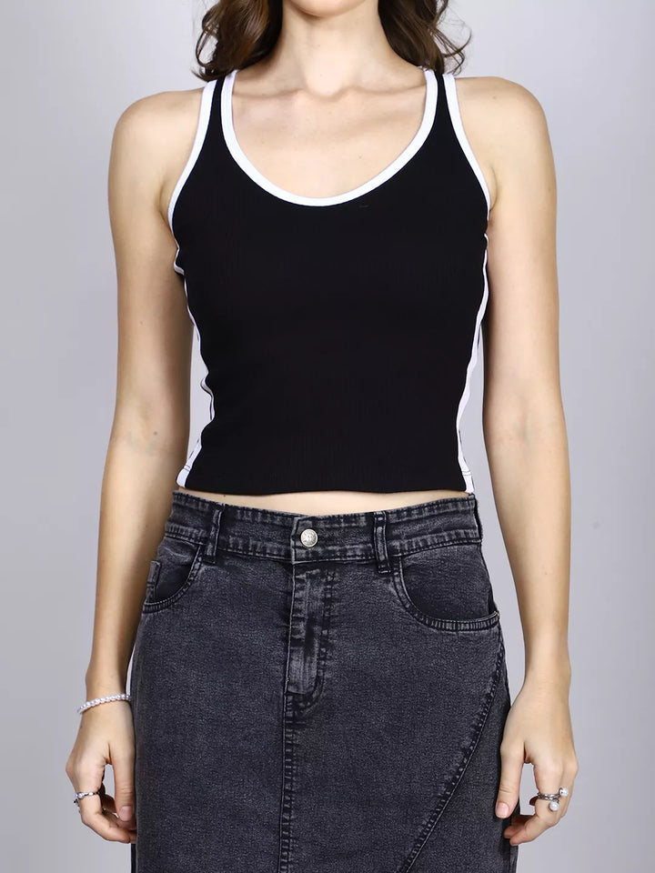 White And Black Rib Tank Top