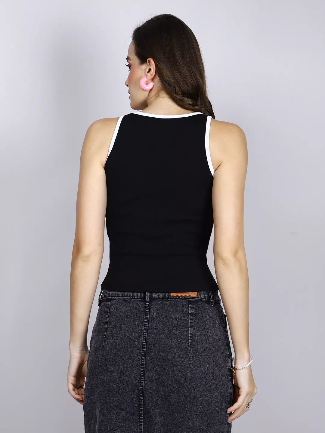 White And Black Rib Tank Top