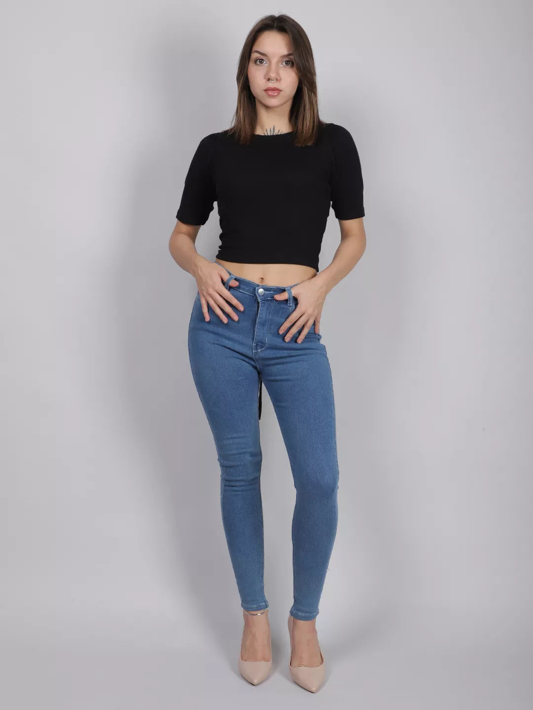 Black Back Cut-Out Rib Top