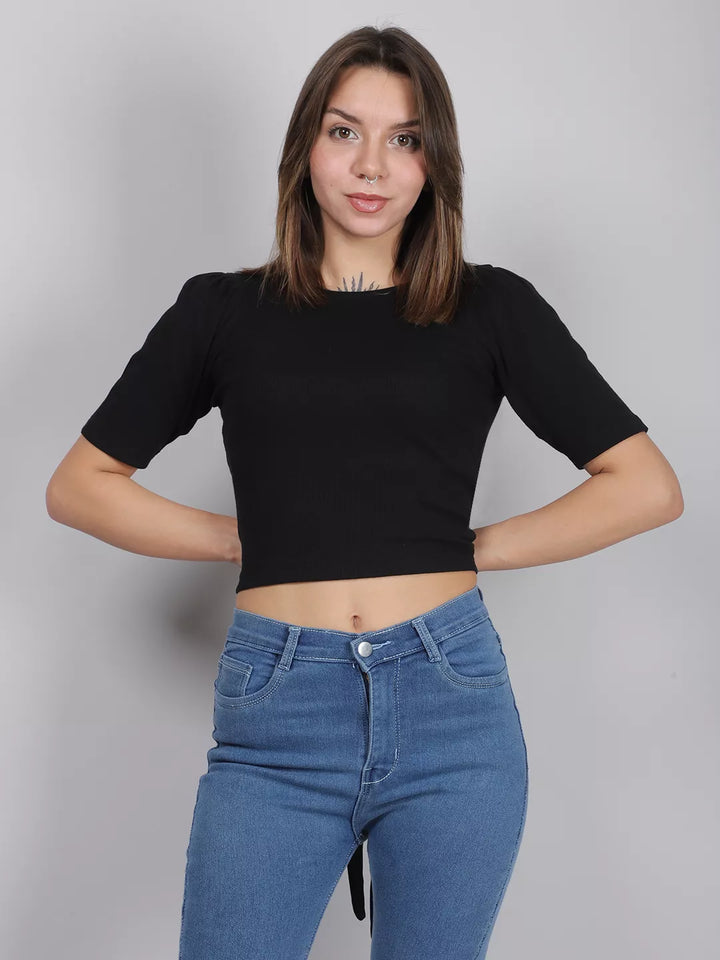 Black Back Cut-Out Rib Top