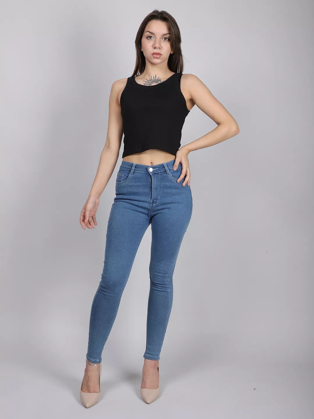 Black Rib Tank Crop Top