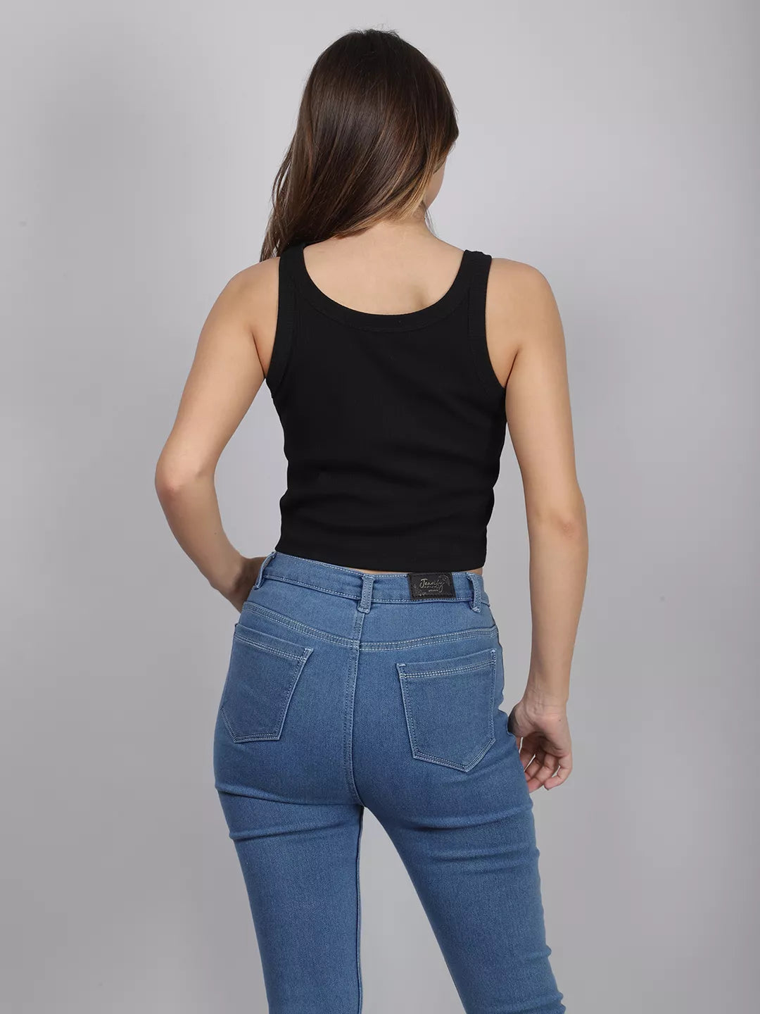 Black Rib Tank Crop Top